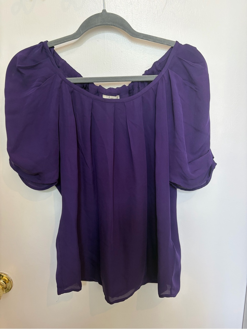 Joie Deep Purple Puff-Sleeve Blouse